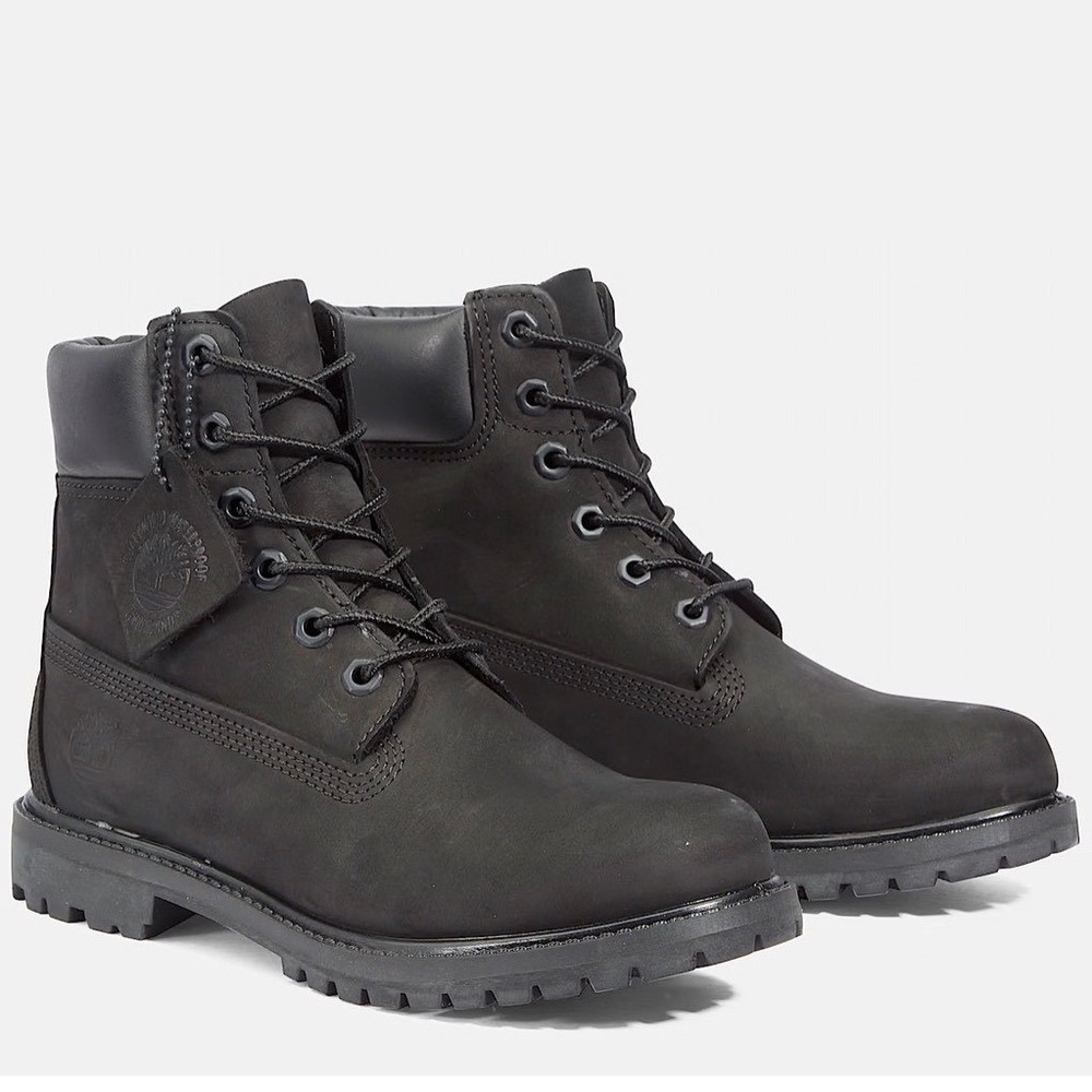 Timberland Premium 6 Inch Waterproof‎ Boots Black Nubuck Leather  Women 6